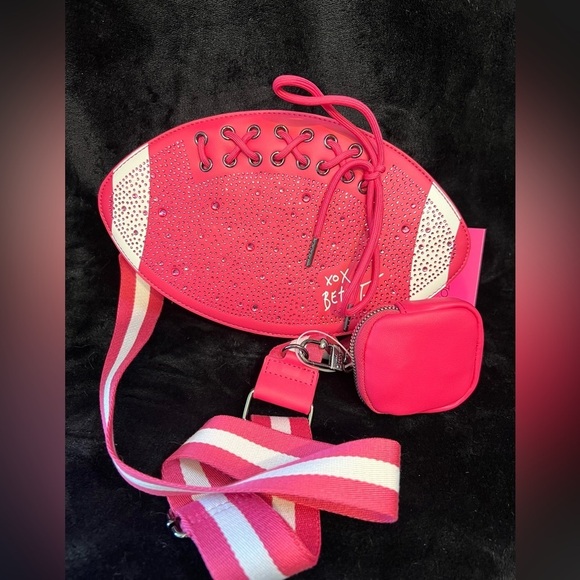 🏈🩷BETSEY JOHNSON HOT Pink XOFUMBLE
KITSCH RHINESTONE FOOTBALL W/ COIN POUCH🏈🩷 - Picture 14 of 16
